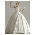 HQ156 Pleated Strapless Bridal Night Gown Fancy High Quality Wedding Dress Bridal Gown Puffy Satin Wedding Dress